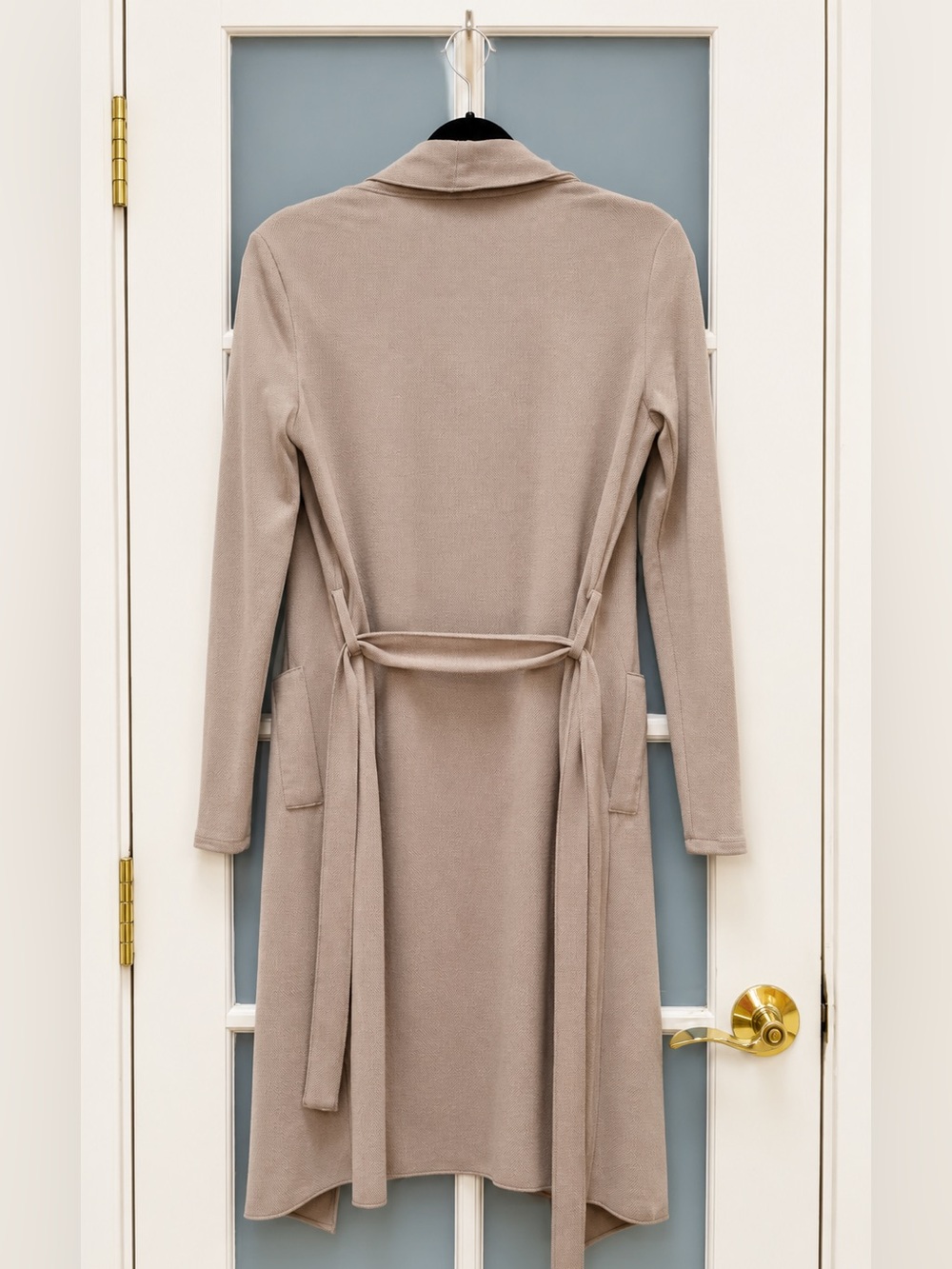 Windsor Taupe Draped Open Front Duster Cardigan Size Small - Picture 5 of 8